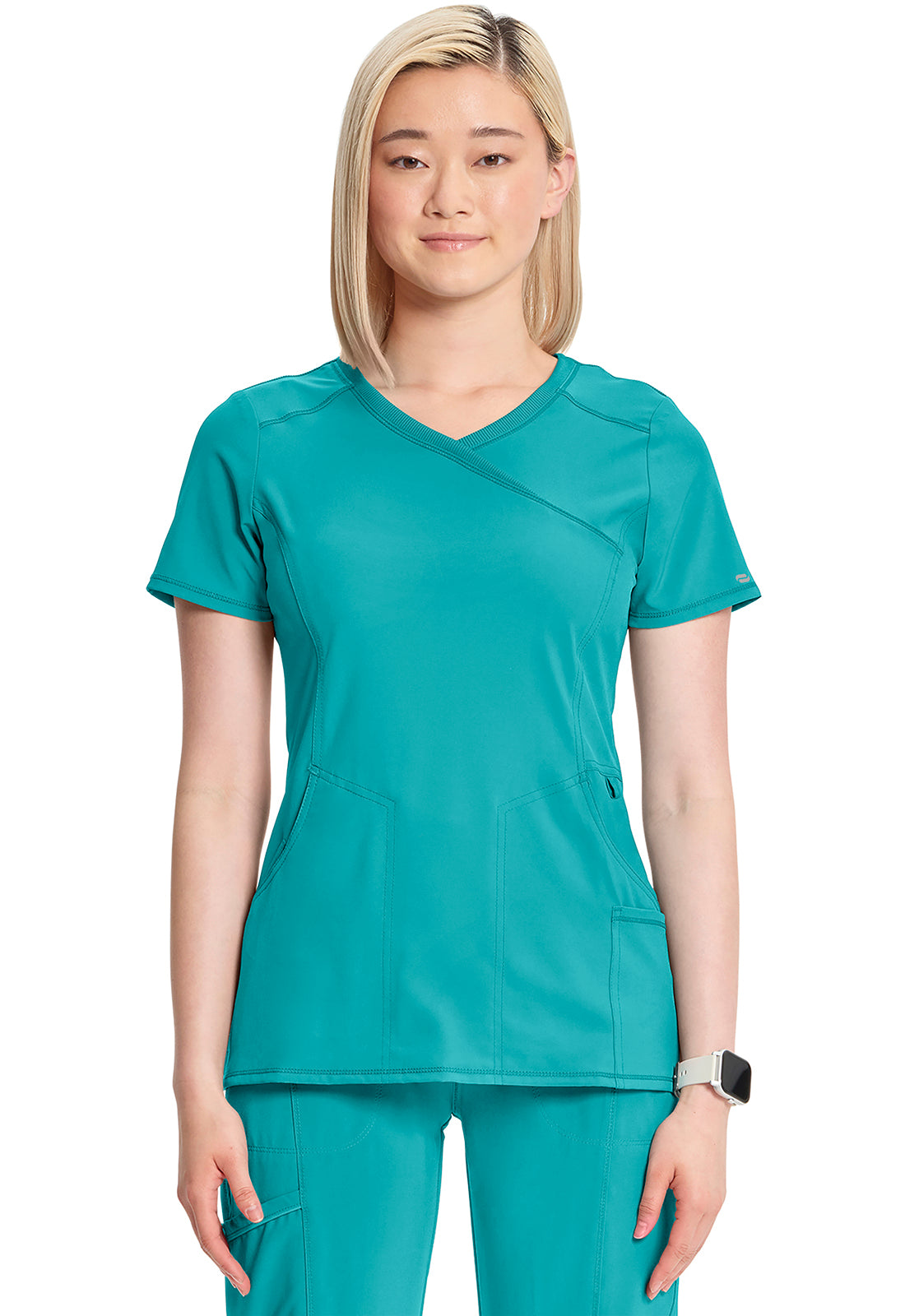 Women's Mock Wrap Top - Teal Blue
